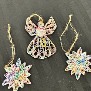 Colorful Handmade Quilled Holiday Ornaments Set